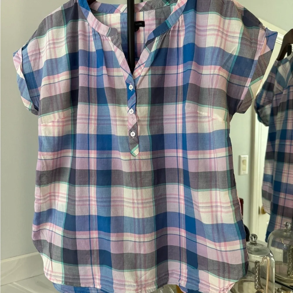 Talbots Multicolor Plaid Blouse US-Medium - Picture 2 of 8